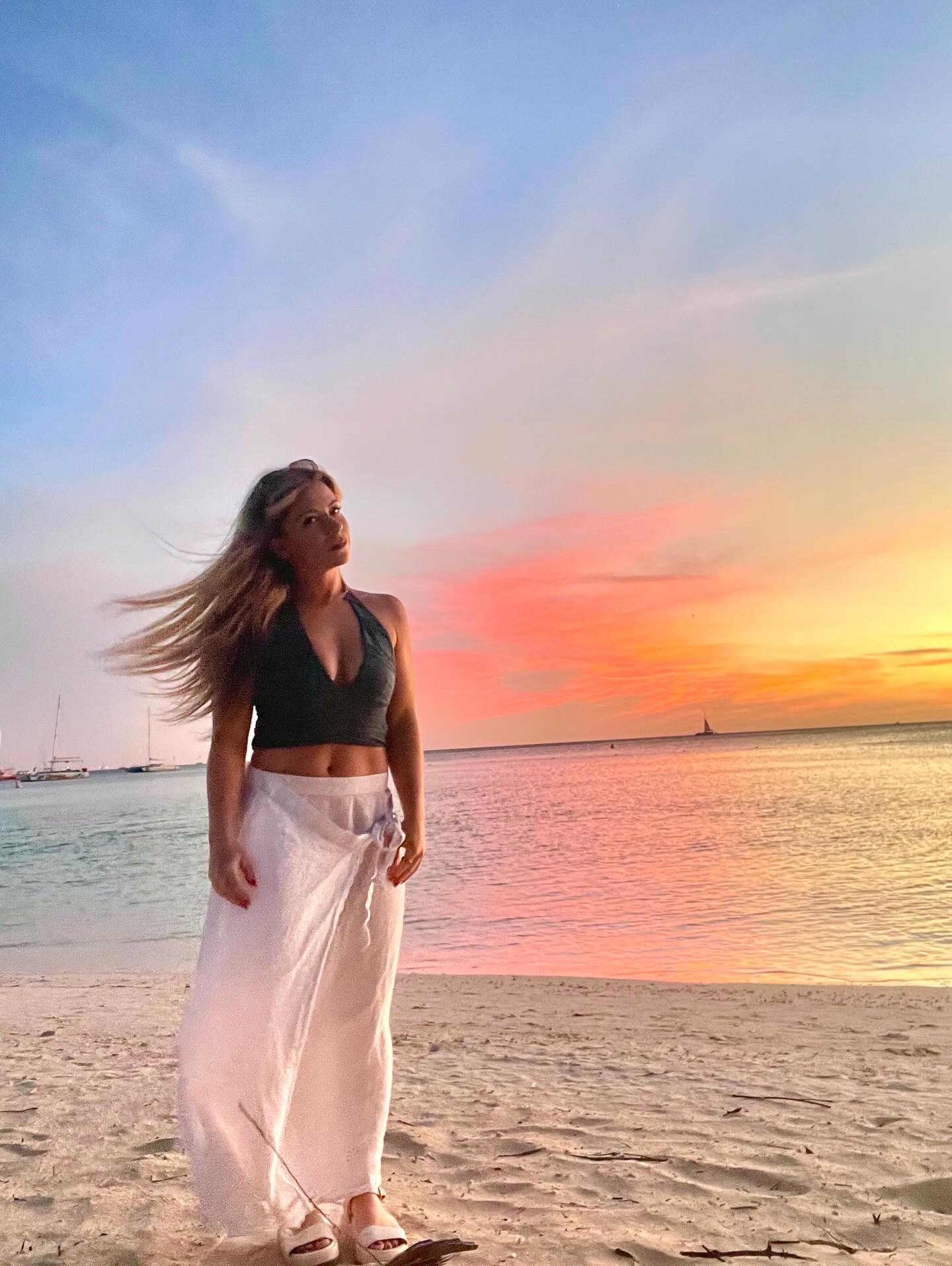 Bonnie Swartz at sunset on Miami beach